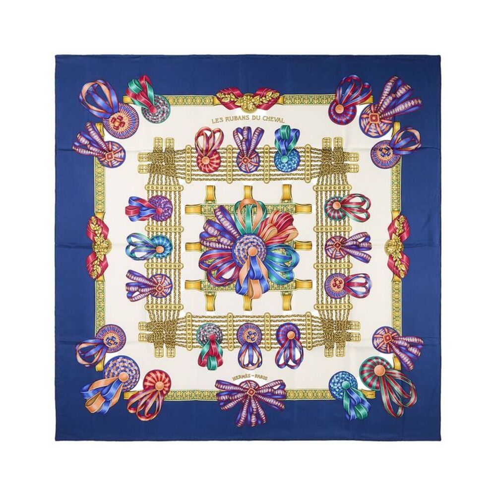 Hermès Les Rubans Du Cheval Joachim Metz Silk Scarf (Authentic Pre-Loved)